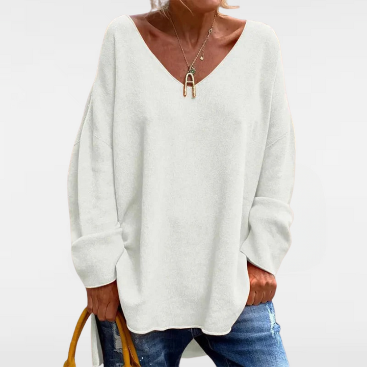 MONICA | ELEGANT LOOSE V NECK BLOUSE