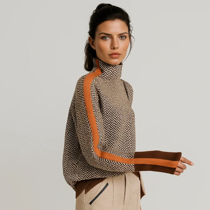 Clémence | Contrast Stripe Turtleneck Sweater