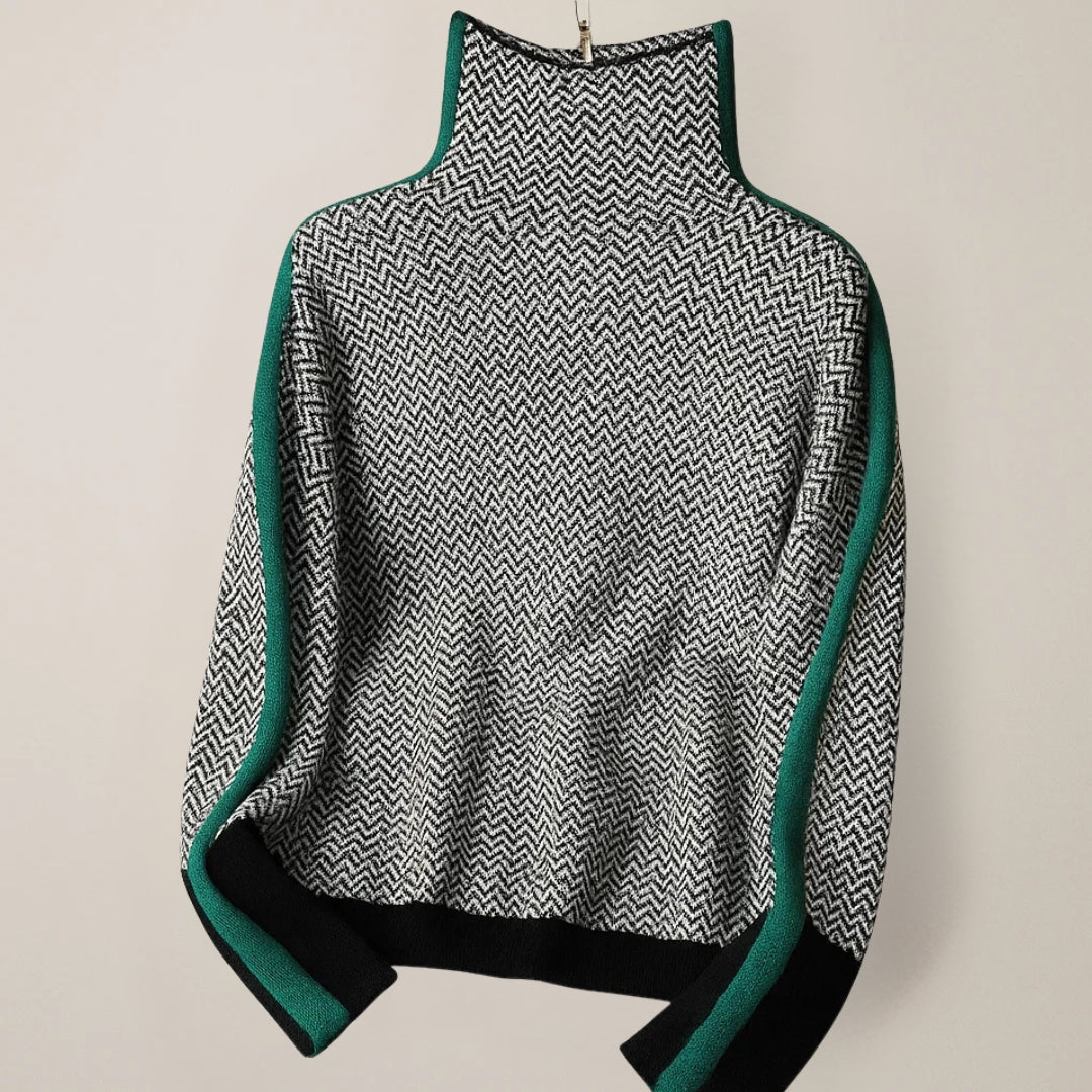 Clémence | Contrast Stripe Turtleneck Sweater