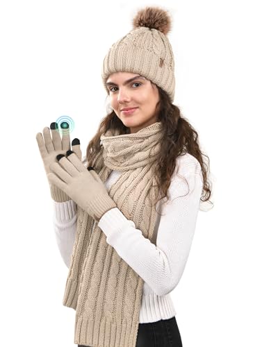 Elegant Winter Hat, Scarf, and Gloves Set