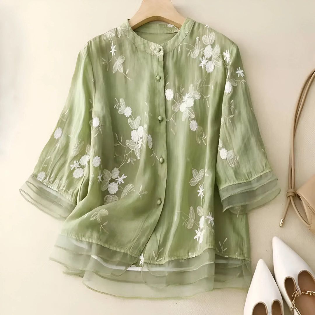 Celeste - Embroidered Cotton Blouse