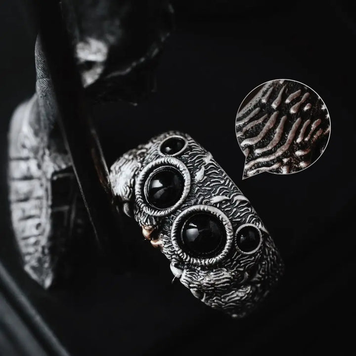 Black Agate Spider Ring