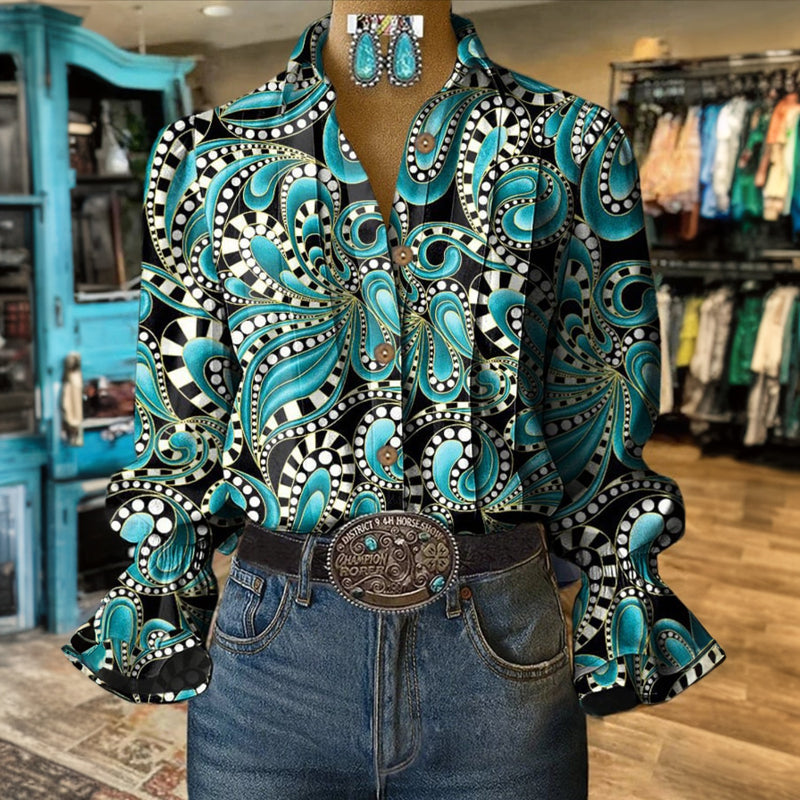 Clara | Vintage Blouse with Abstract Prints